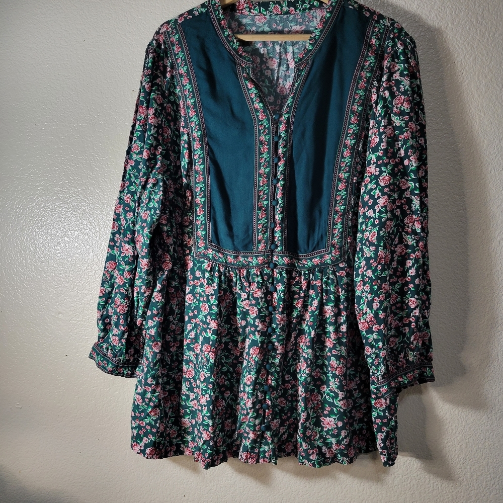 Floral Print Peasant Top